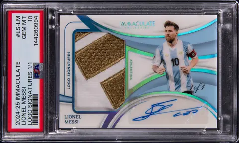 2024-25 Panini Immaculate Collection Logo Signatures #LS-LM Lionel Messi Signed Patch Card (#1/1) - PSA GEM MT 10