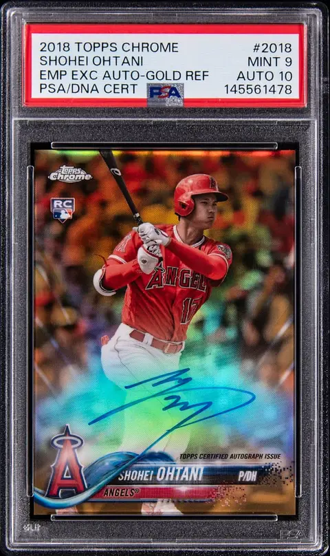 2018 Topps Chrome Employee Exclusive Autographs Gold Refractor #2018 Shohei Ohtani Signed Rookie Card (#2/5) - PSA MINT 9, PSA/DNA GEM MT 10