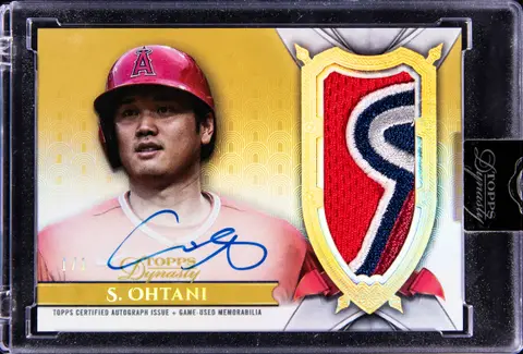2024 Topps Dynasty Autograph Patch Gold #DAP-SO9 Shohei Ohtani Signed Game-Used Patch Card (#1/1) - Topps Encased