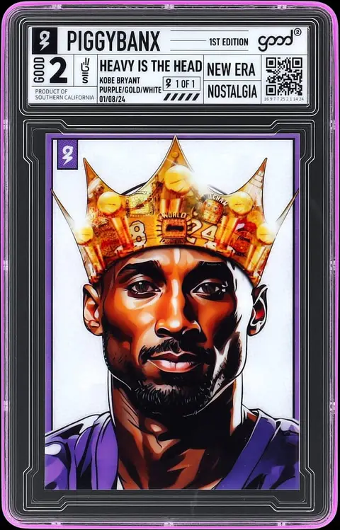 2024 PiggyBanx Good 2 Heavy Is The Head Purple/Gold/White Flash Variation Kobe Bryant (#1/1) - PiggyBanx Encapsulated - With Original Box