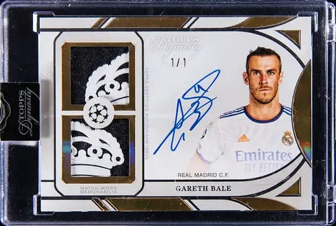 2024-25 Topps Dynasty UCC Dynasty Autograph Dual Relics Gold #ADRL-GB Gareth Bale Signed Patch Card (#1/1) - Topps Encased