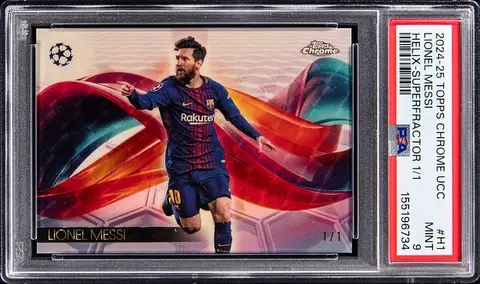 2024-25 Topps Chrome UCC Helix SuperFractor #H-1 Lionel Messi (#1/1) - PSA MINT 9
