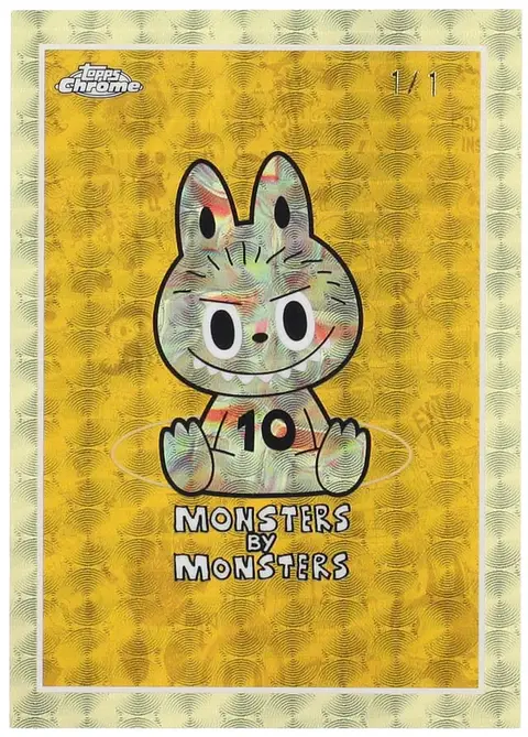 2025 Topps Labubu Chrome The Monsters 10th Anniversary Monsters by Monsters SuperFractor (#1/1) - With Keyring Holder And Original Box