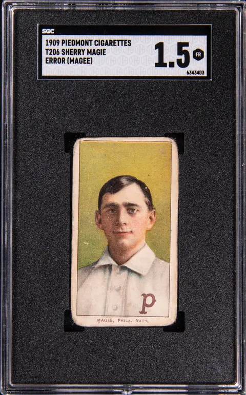 1909-11 T206 White Border Sherry Magie Error (Magee) - Piedmont - SGC FR 1.5