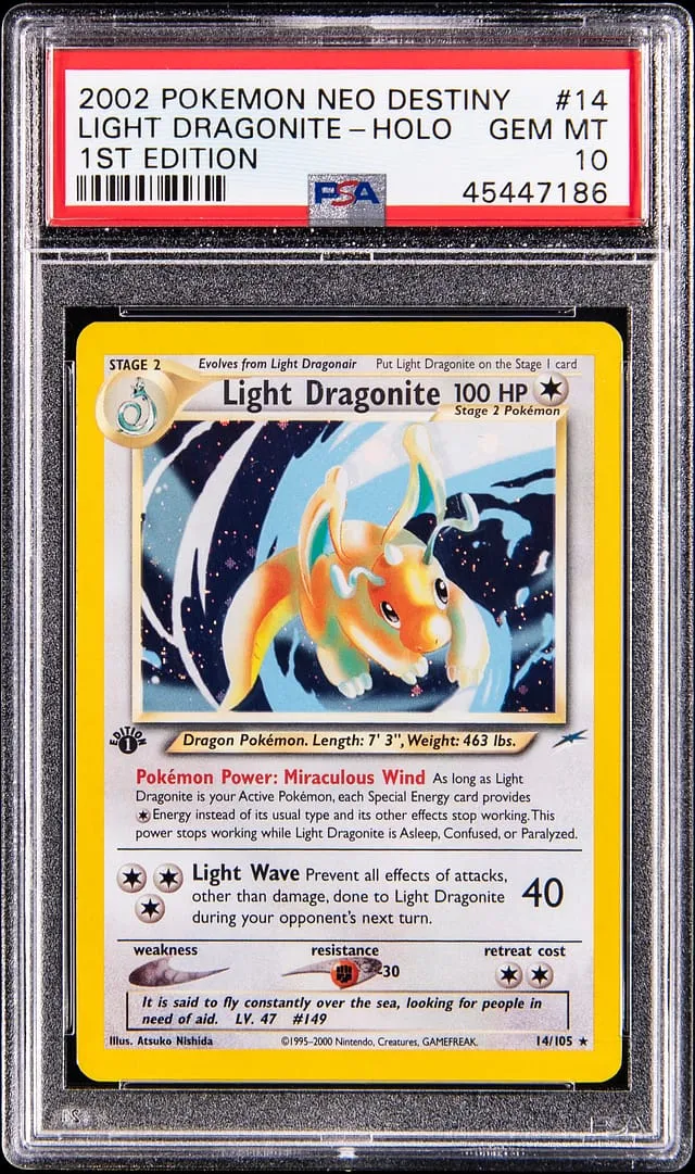 2002 Neo Destiny Light Dragonite PSA 10 Sale