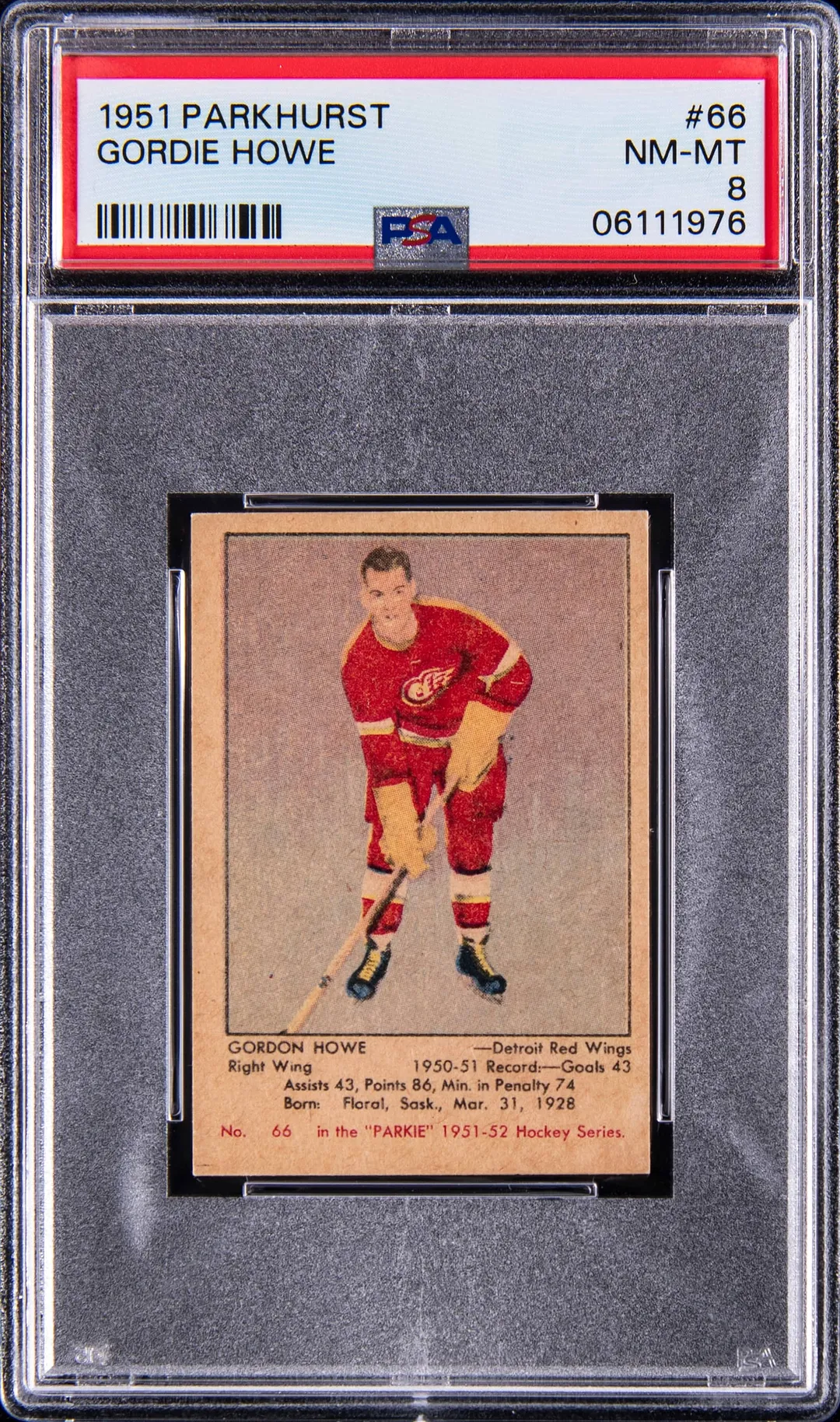 1951 Parkhurst Gordie Howe Rookie PSA 8 Sells for $56K
