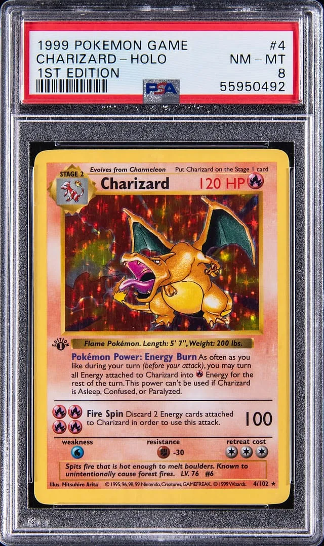 1999 1st Edition Holo Charizard PSA 8 sells for $36k