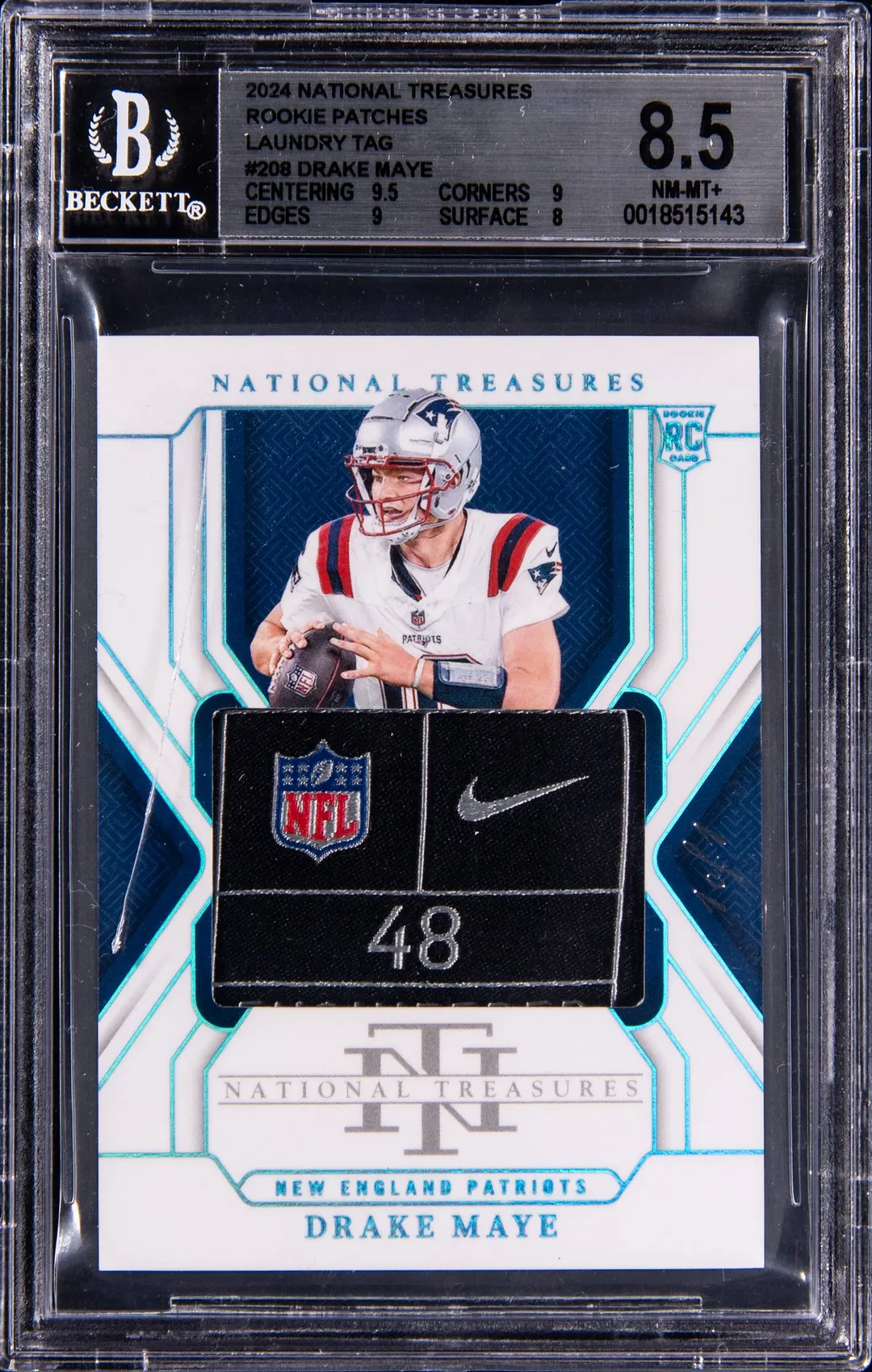 Drake Maye 2024 NT 1/1 Laundry Tag Sells for $31K