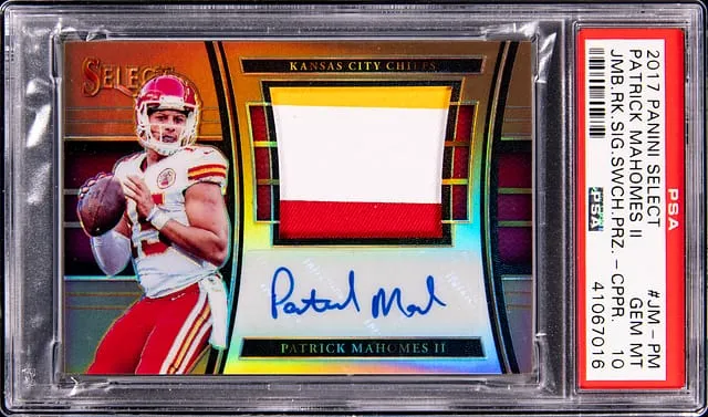 2017 Select Mahomes Copper /15 RPA PSA 10 Sells for $12K