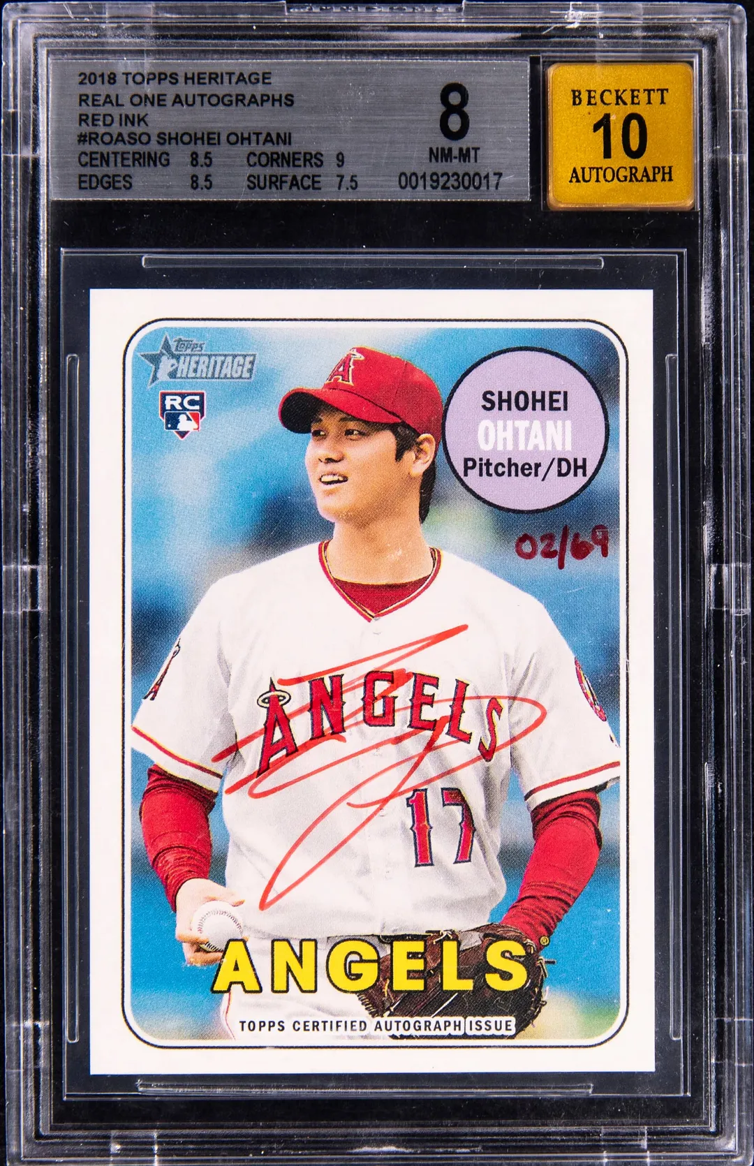 Shohei Ohtani 2018 Heritage Red Ink Auto Sale