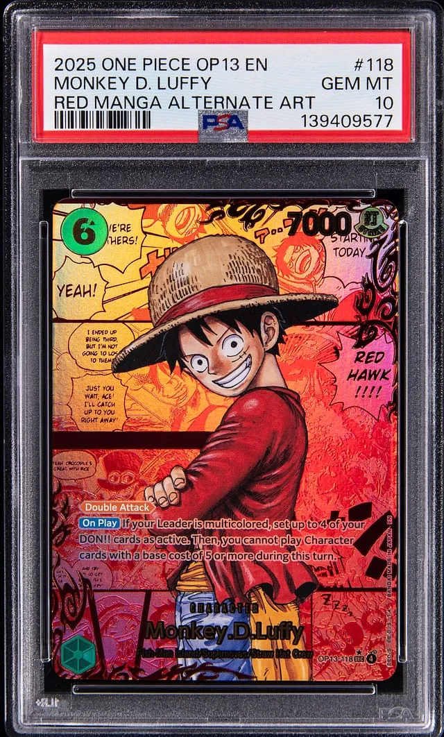 PSA 10 OP13 Luffy Red Manga Alt Art Sells for $22.6K