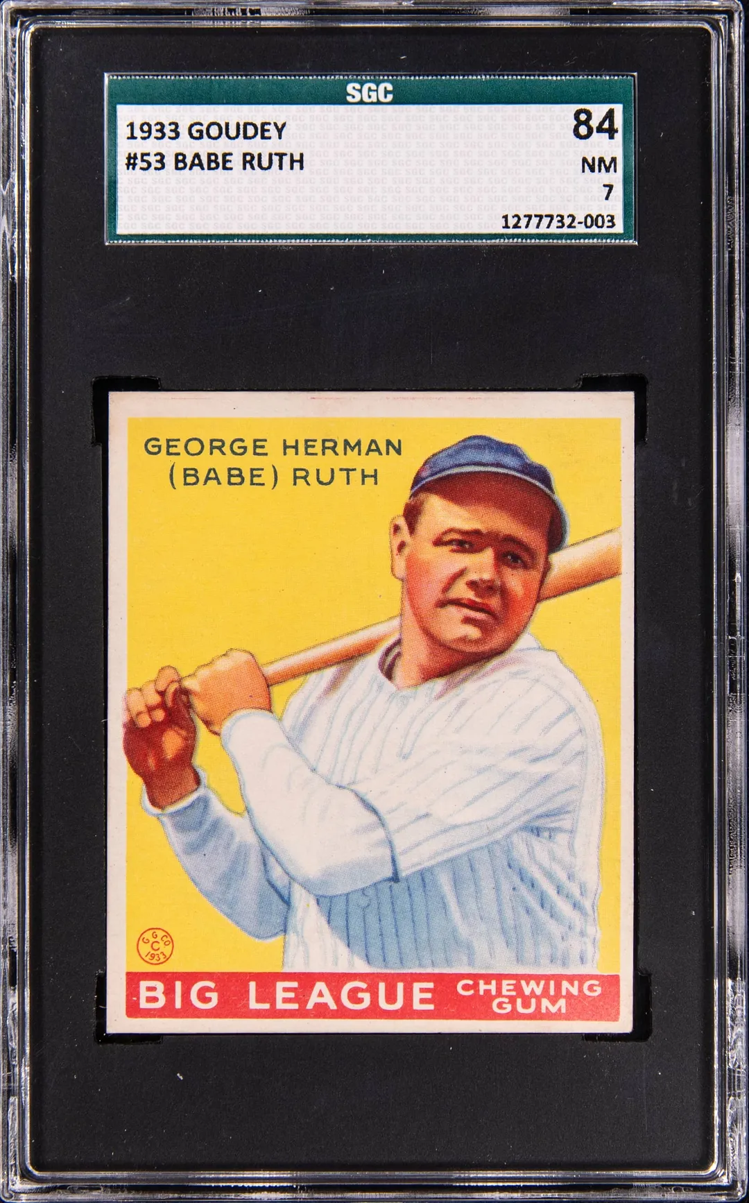 1933 Goudey #53 Babe Ruth SGC 7 sells for $124K