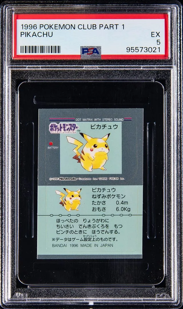 1996 Pokémon Club Pikachu PSA 5 Sells for $23K