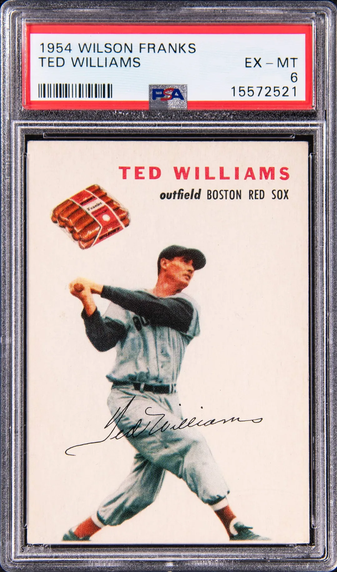 1954 Wilson Franks Ted Williams PSA 6 Sells at Goldin