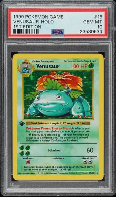 1999 1st Edition Holo Venusaur PSA 10 sells for $39K
