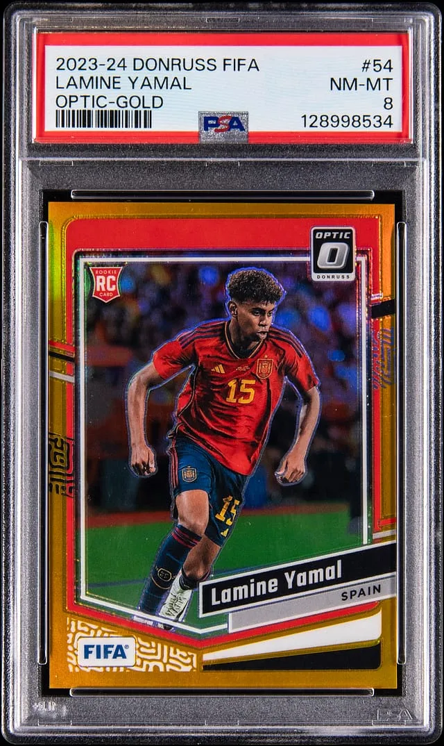 Lamine Yamal 2023-24 Optic Gold /10 Rookie PSA 8 Sale