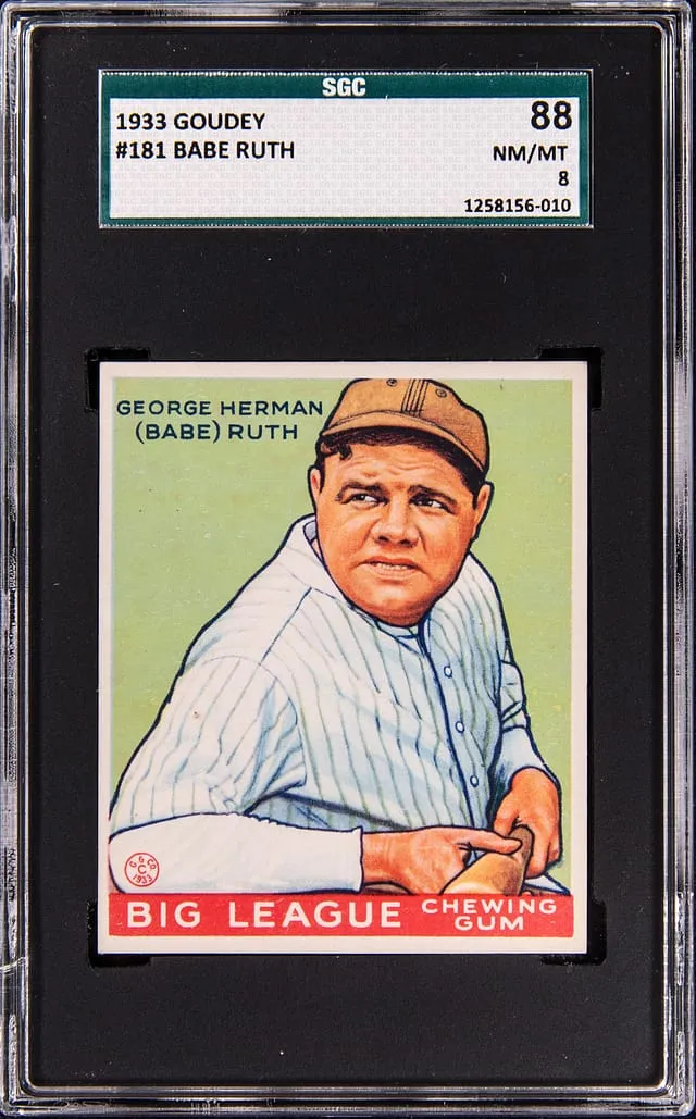 1933 Goudey Babe Ruth #181 SGC 8 sells for $124K