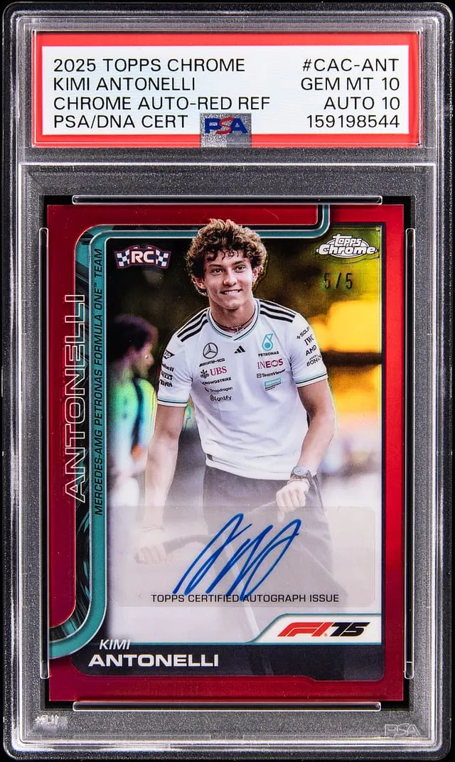 Kimi Antonelli 2025 Topps Chrome F1 Red Auto /5 Sold