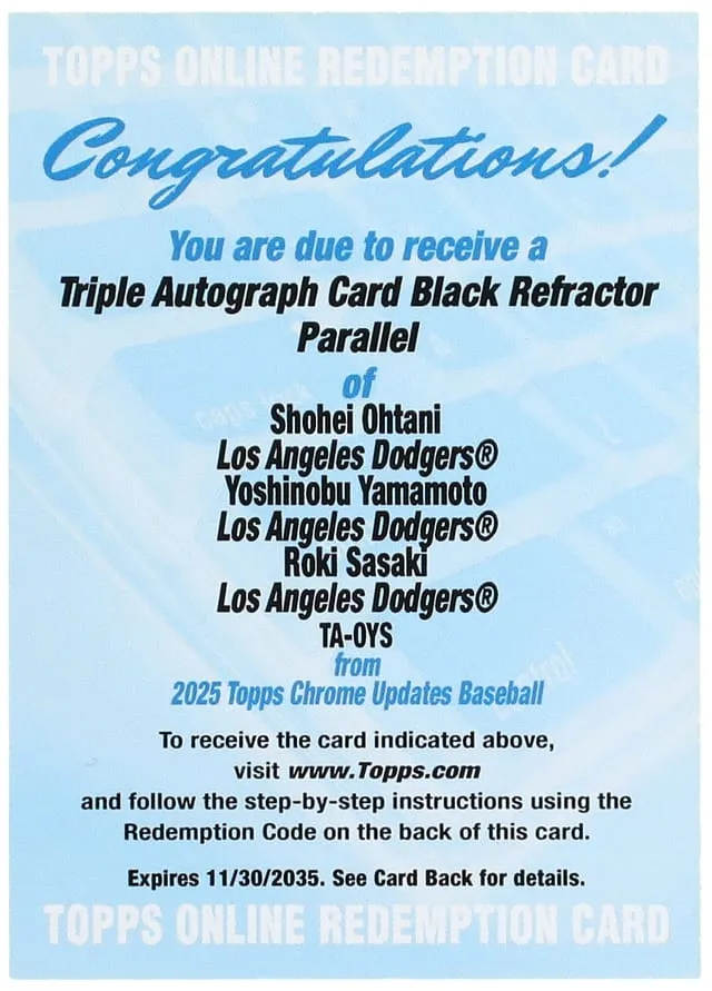 Ohtani/Yamamoto/Sasaki Triple Auto #/10 Sells for $12K