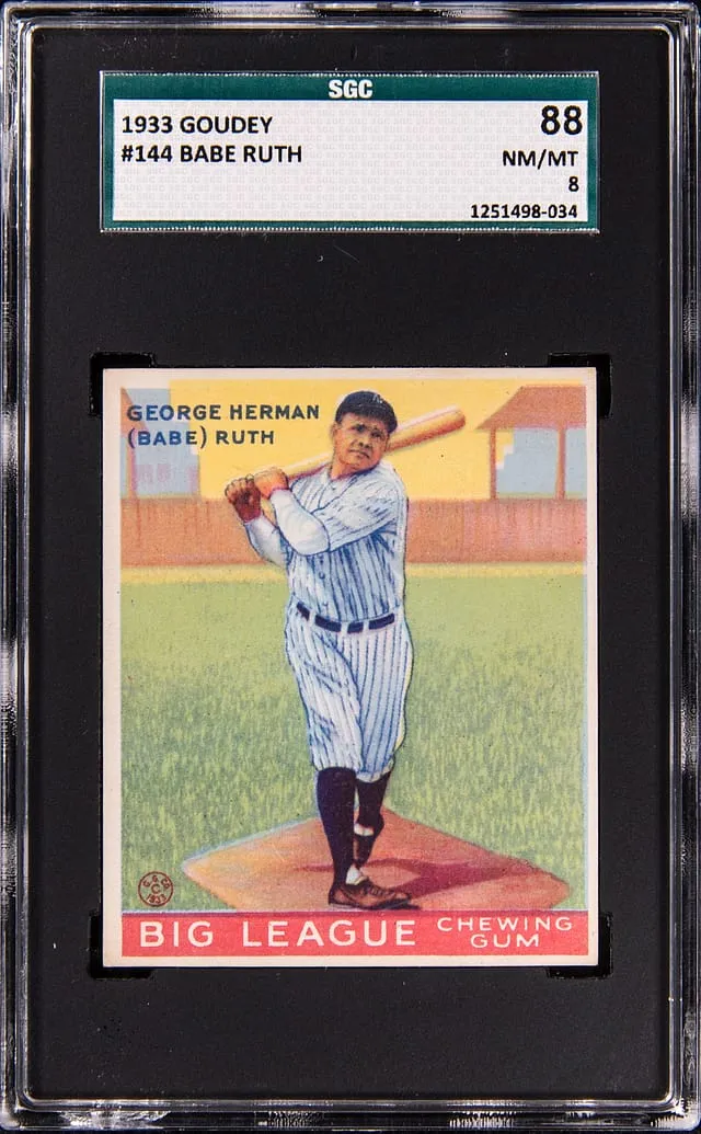 1933 Goudey #144 Babe Ruth SGC 8 sells for $158K