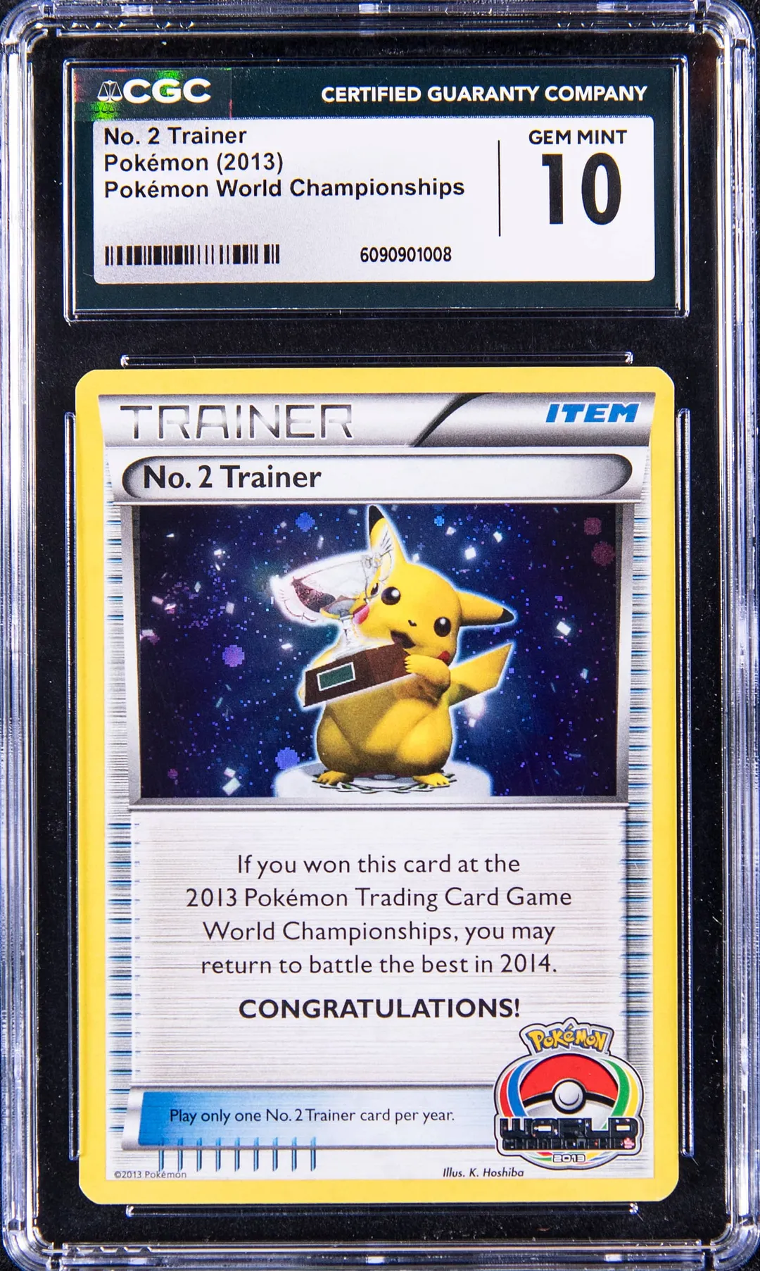 2013 No. 2 Trainer Pikachu Trophy CGC 10 Sells for $37K