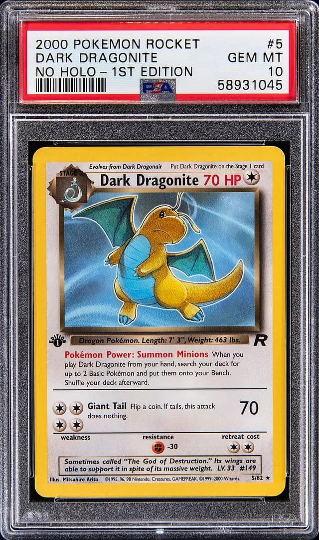 PSA 10 No Holo Dark Dragonite Sells for $73K
