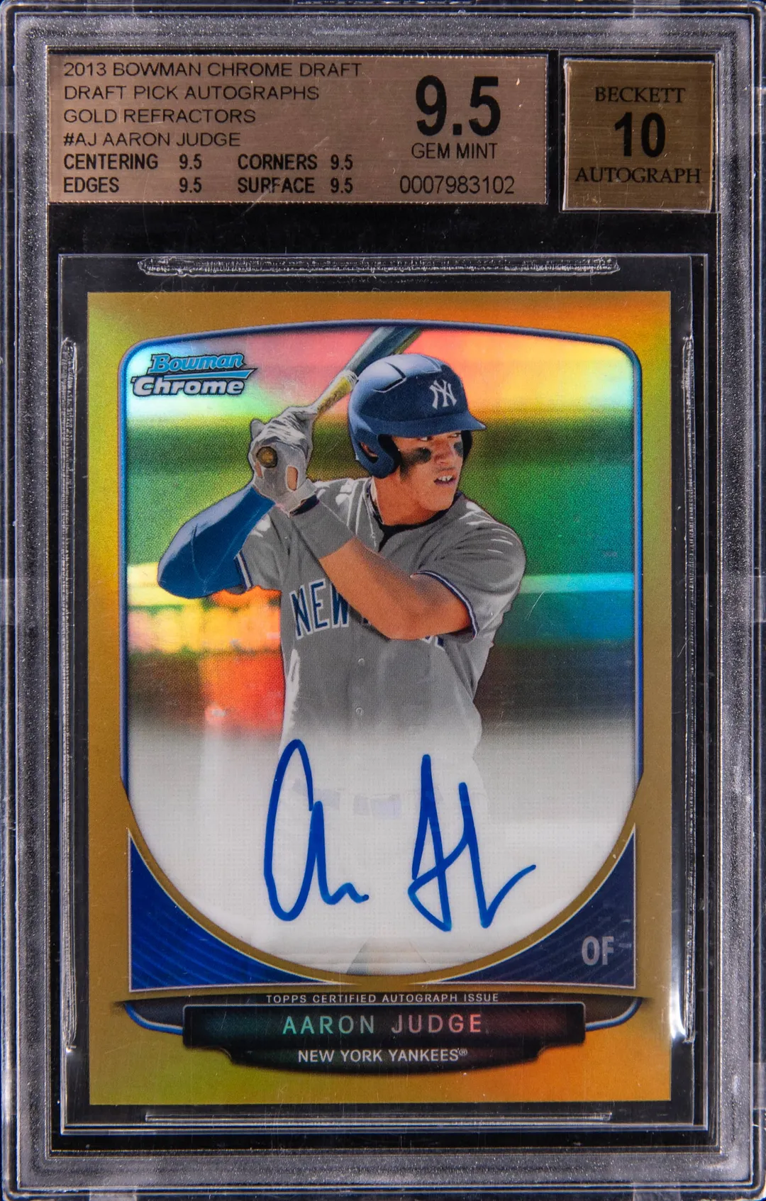 2013 Bowman Chrome Gold Aaron Judge Auto /50 BGS 9.5