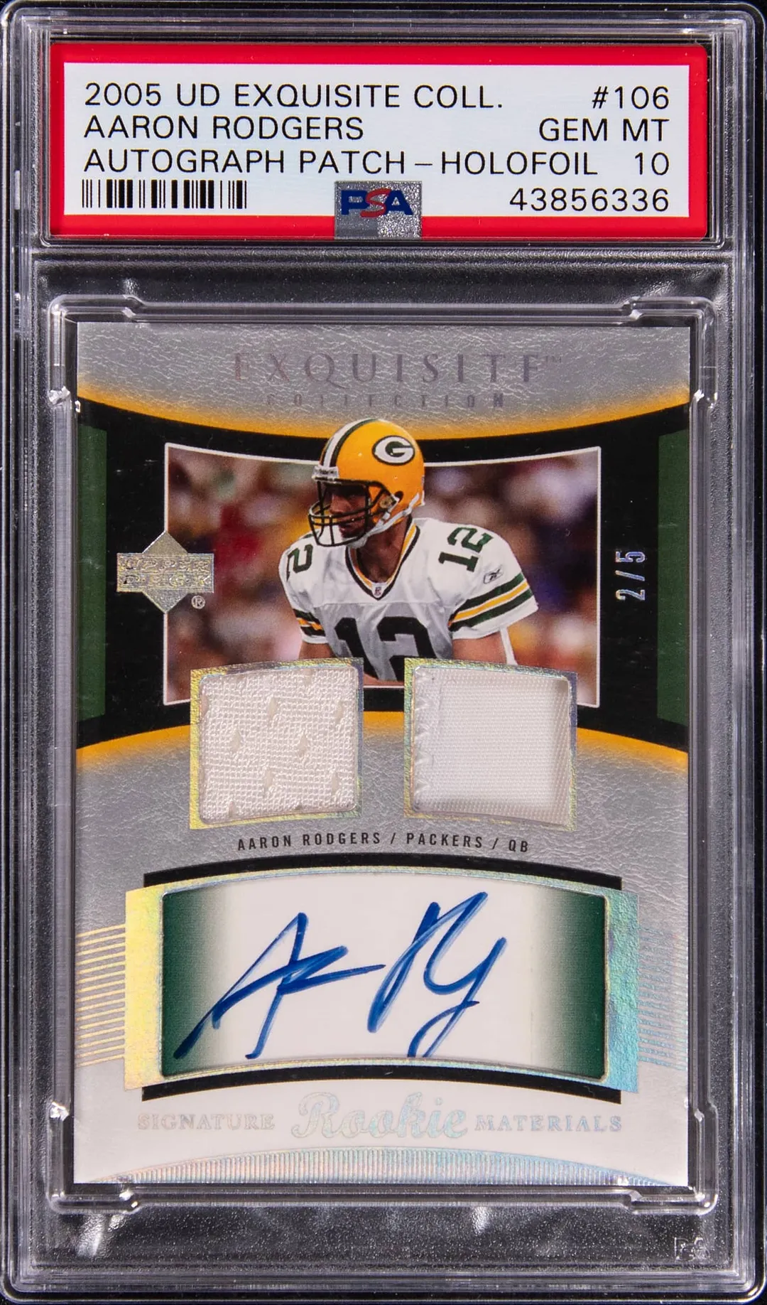 2005 Exquisite Aaron Rodgers Holofoil RPA Sale