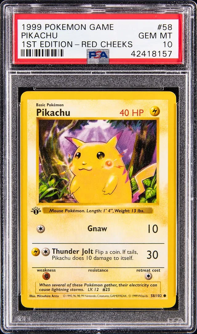 1999 1st Ed Red Cheeks Pikachu PSA 10 sells for $25K