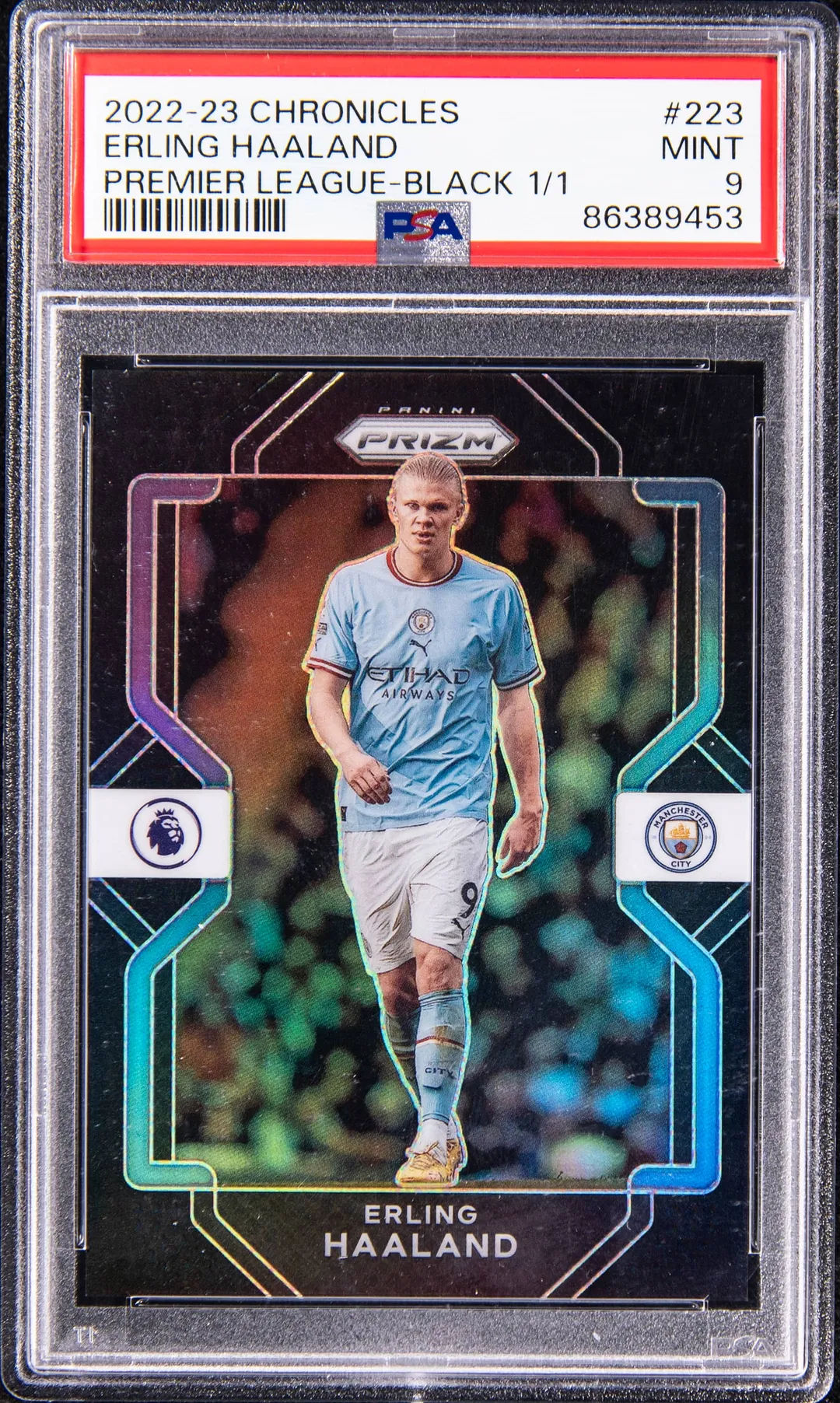 Haaland 2022-23 Chronicles Black Prizm 1/1 PSA 9 Sale