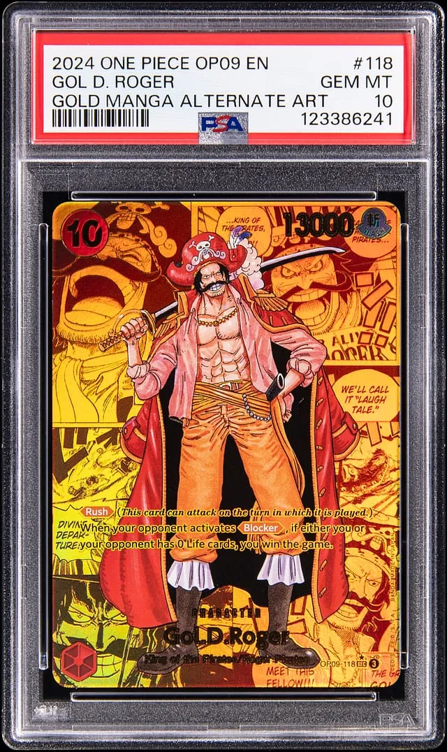 Gol D. Roger OP09 Gold Manga PSA 10 sells for $18k
