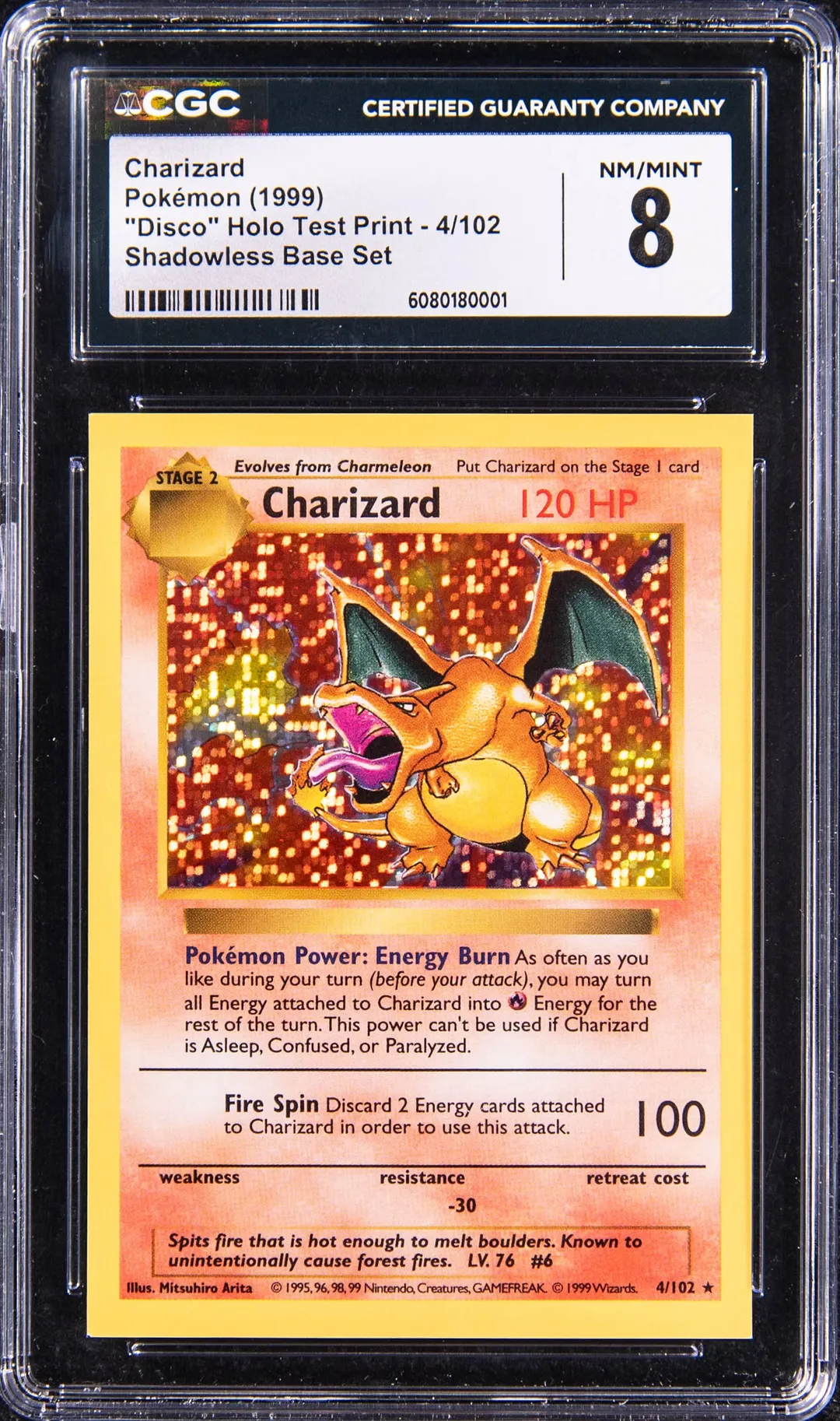 1999 Shadowless Disco Holo Test Print Charizard Sale
