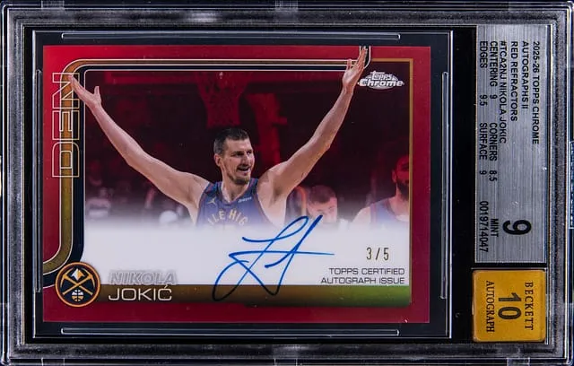 Nikola Jokic 2025-26 Topps Chrome Red Auto /5 Sale
