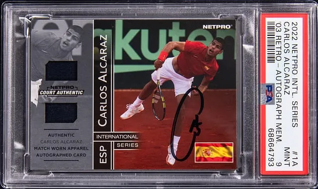 Carlos Alcaraz 2022 NetPro Retro Auto Relic PSA 9 Sale
