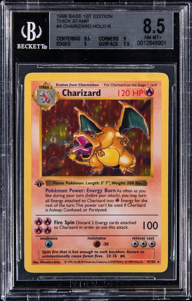 1999 1st Edition Holo Charizard BGS 8.5 Sells for $29K