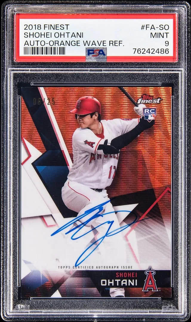 Ohtani 2018 Finest Orange Wave Auto /25 PSA 9 Sale