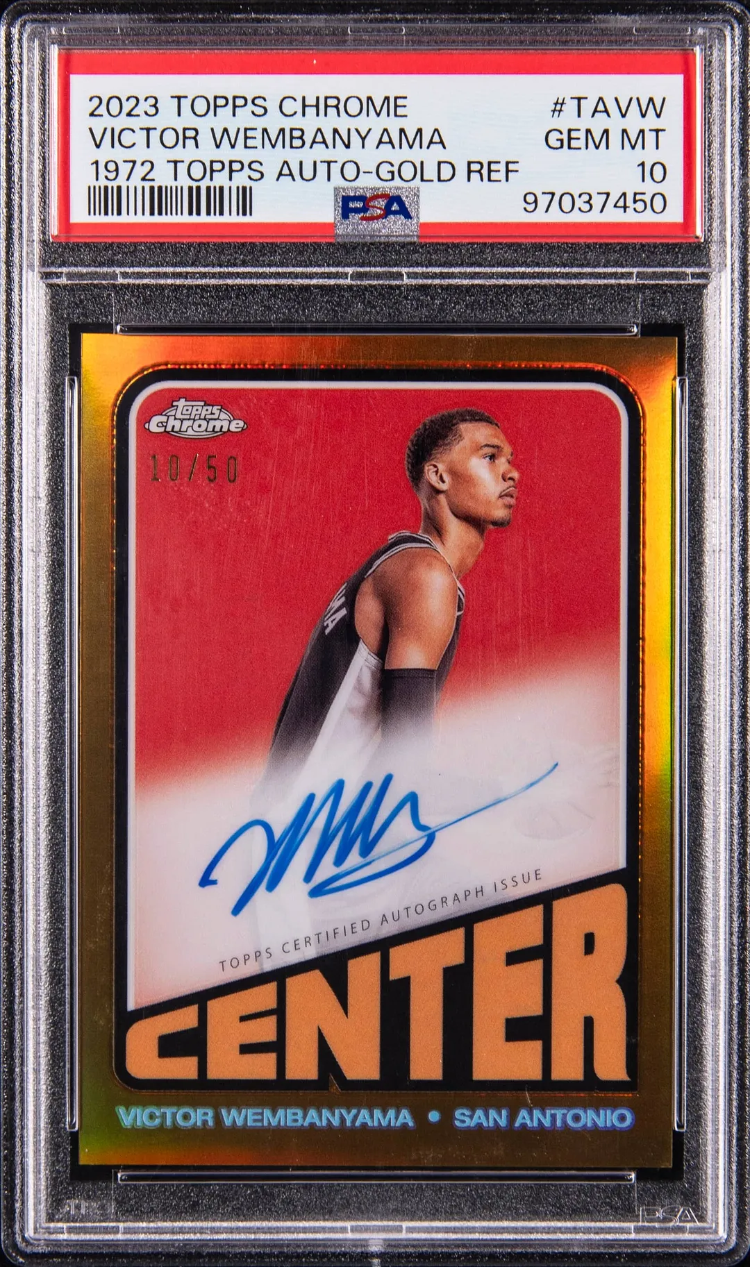 Victor Wembanyama 2023-24 Gold Auto PSA 10 Sale