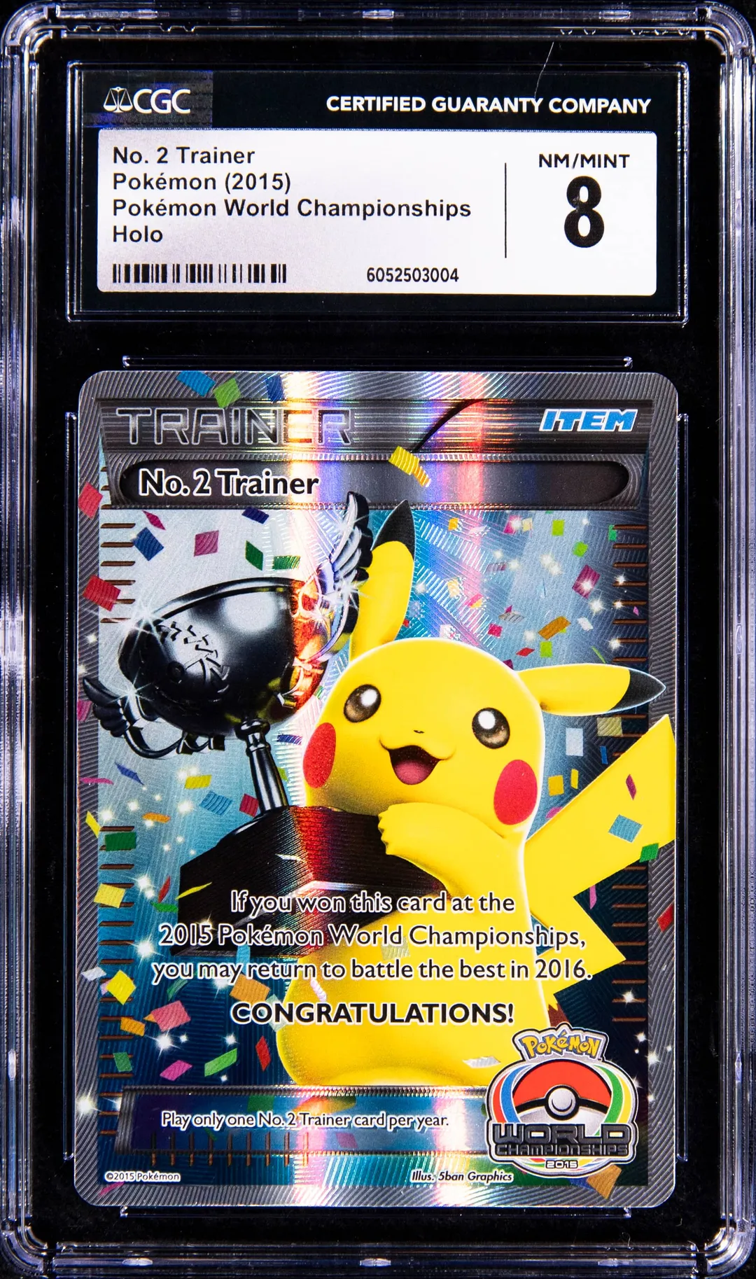 2015 No. 2 Trainer Pikachu Trophy CGC 8 Sells at Goldin