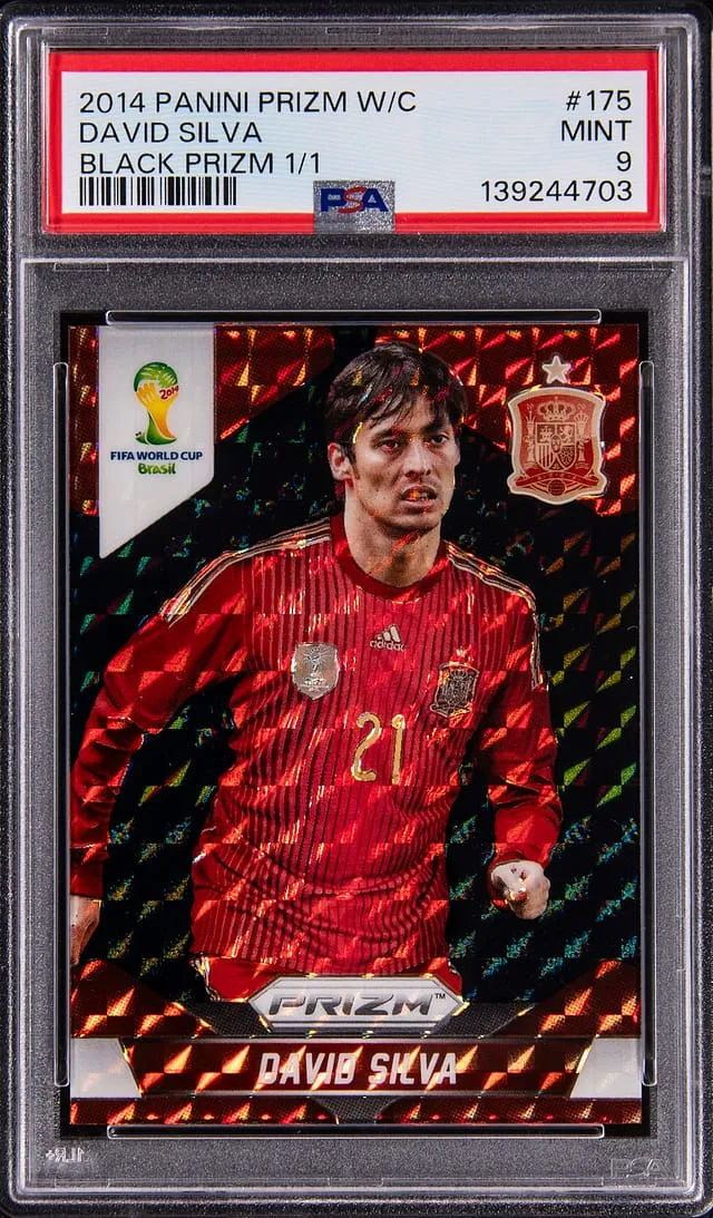 David Silva 2014 Prizm Black 1/1 PSA 9 sells for $14k