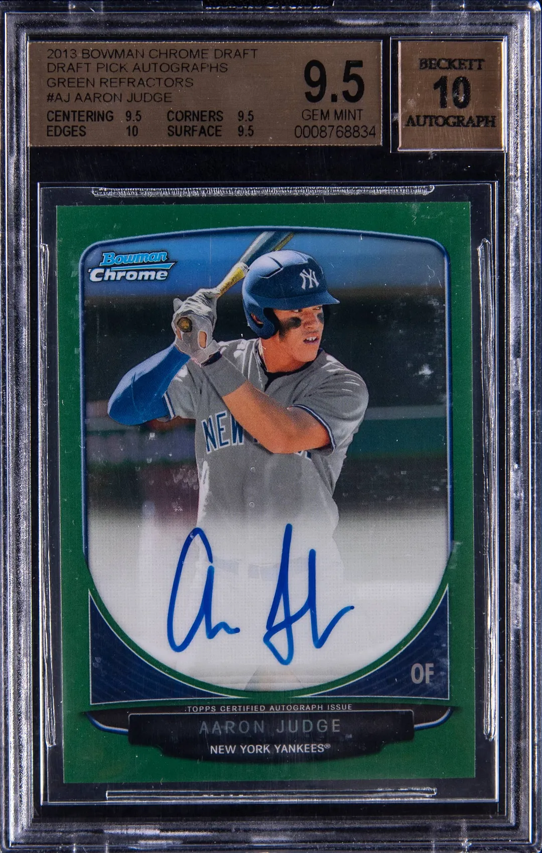 2013 Bowman Chrome Aaron Judge Green Auto BGS 9.5 Sale