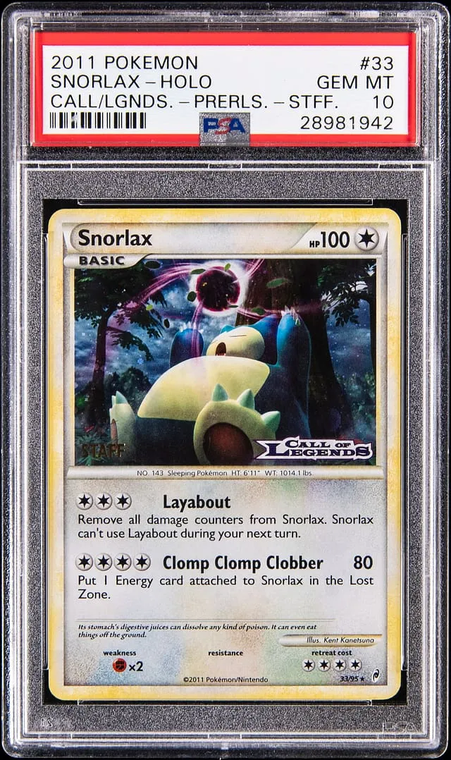 2011 Staff Snorlax PSA 10 Sells for $12,322
