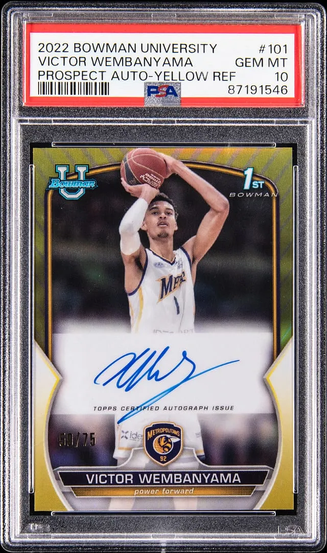 Victor Wembanyama Yellow /75 Auto PSA 10 Sells for $40k
